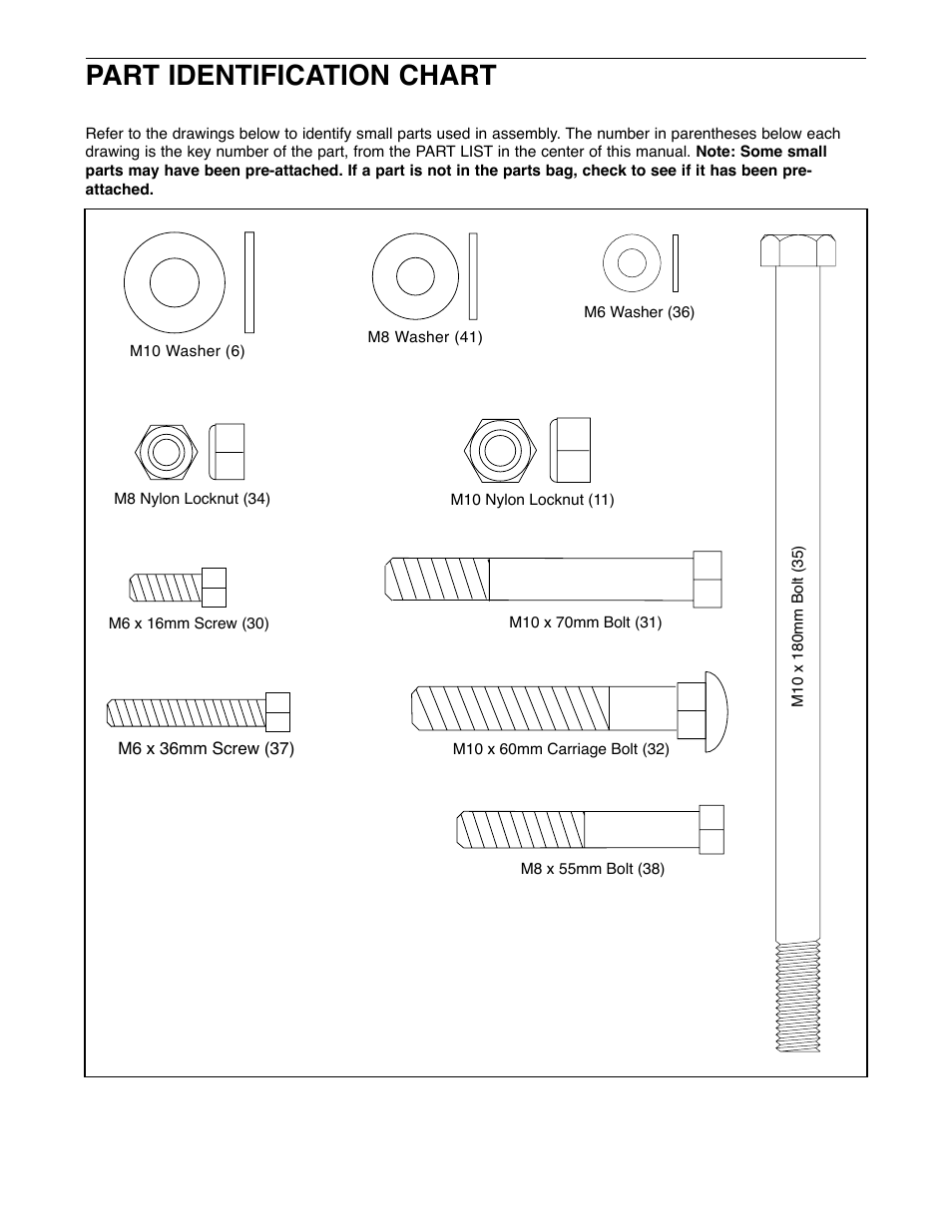 Part identification chart | Weider WEBE11920 User Manual | Page 14 / 16