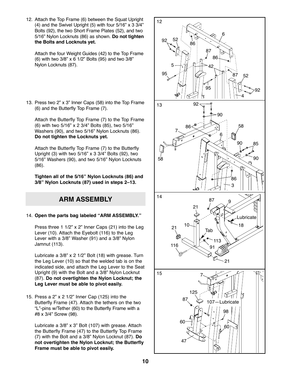 Arm assembly | Weider 831.153930f User Manual | Page 10 / 35