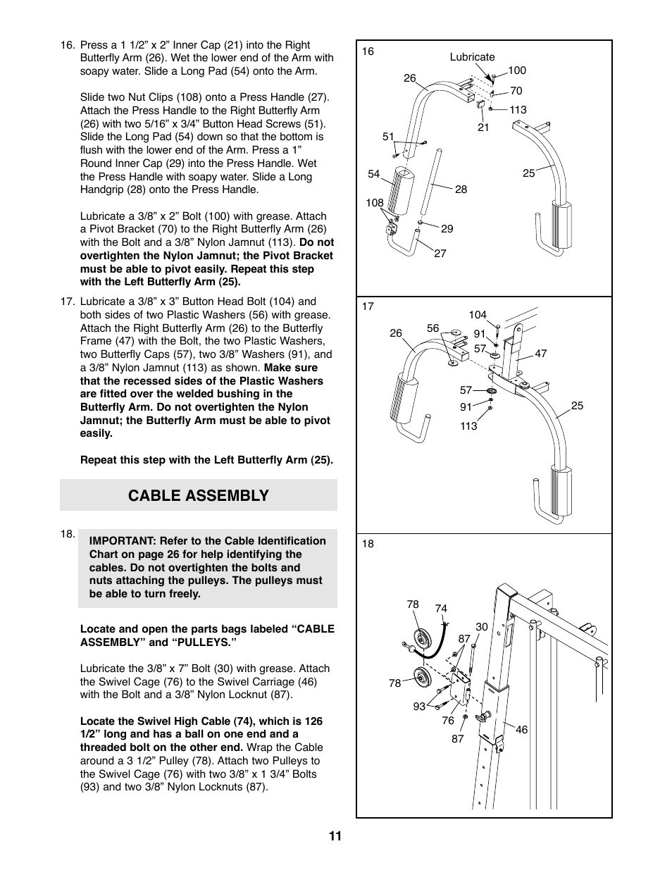 Cable assembly | Weider 831.153930f User Manual | Page 11 / 35