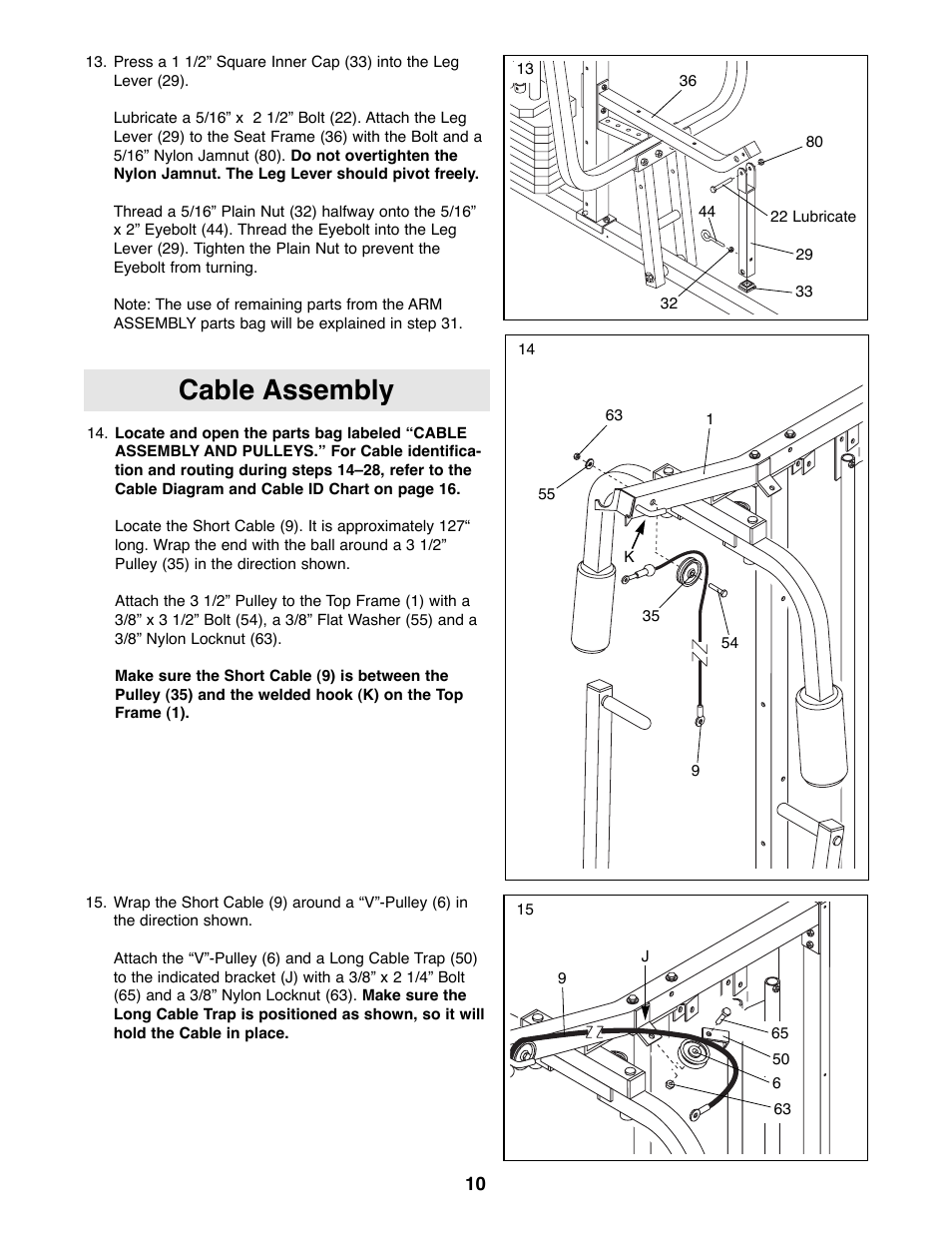 Cable assembly | Weider WESY81080 User Manual | Page 10 / 25