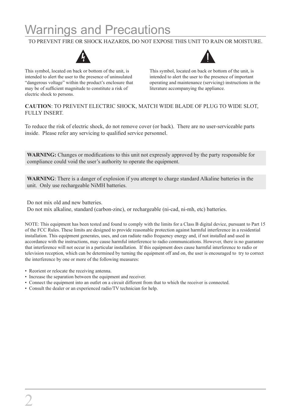 Warnings and precautions | Weather X WF308 User Manual | Page 2 / 12