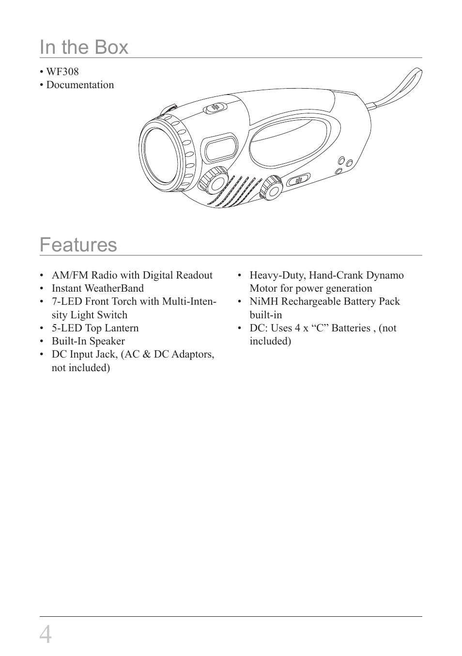 Features | Weather X WF308 User Manual | Page 4 / 12