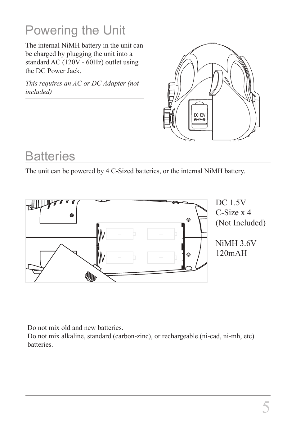 Powering the unit, Batteries | Weather X WF308 User Manual | Page 5 / 12