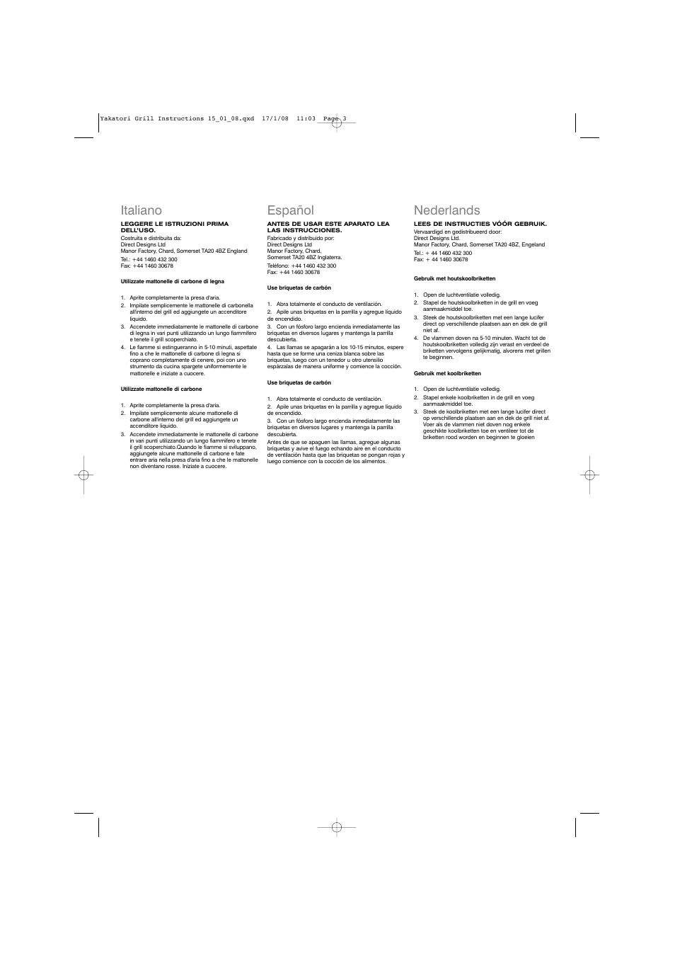 Italiano, Español, Nederlands | Well Traveled Living 60449 User Manual | Page 3 / 5