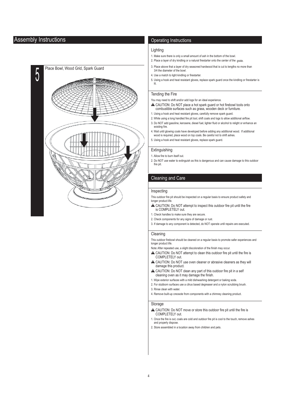 Assembly instructions, Cleaning and care, Operating instructions | Well Traveled Living FirrSense Urn User Manual | Page 4 / 5