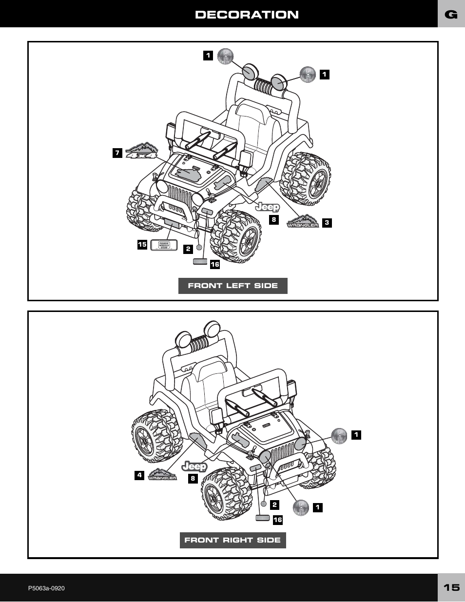 Decoration | Wrangler JEEP P5063 User Manual | Page 15 / 24