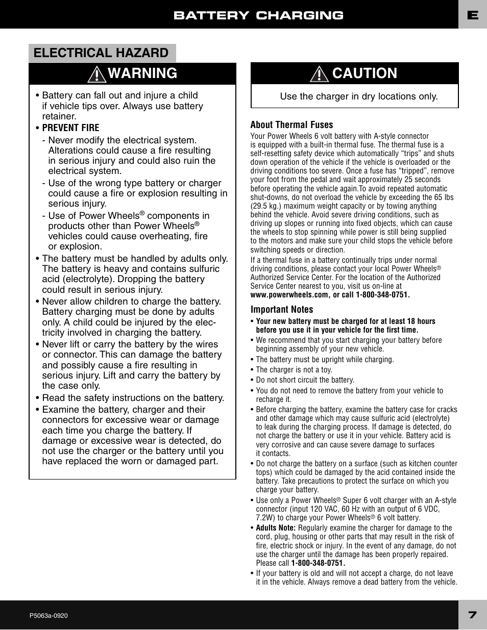 Warning, Caution, Electrical hazard | Battery charging | Wrangler JEEP P5063 User Manual | Page 7 / 24