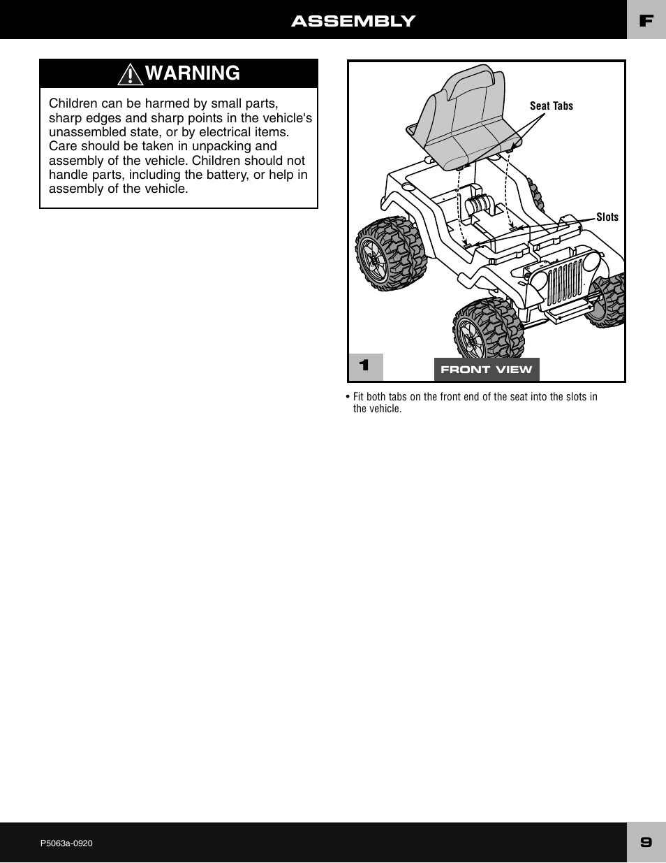 Warning, Assembly | Wrangler JEEP P5063 User Manual | Page 9 / 24