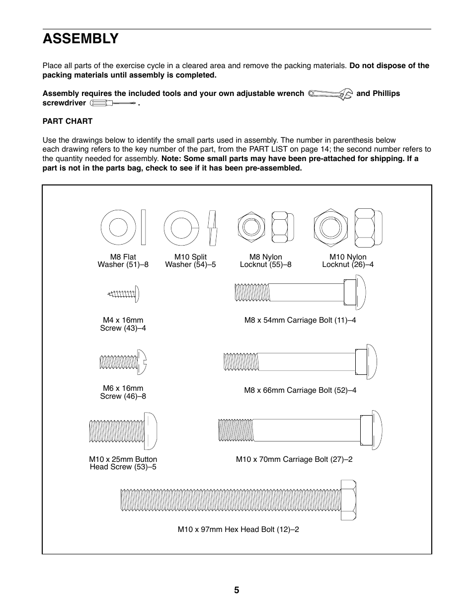 Assembly | Weslo E 20 User Manual | Page 5 / 16