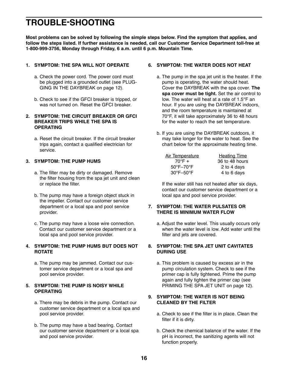 Trouble-shooting | Weslo Daybreak SPRW52464 User Manual | Page 16 / 20