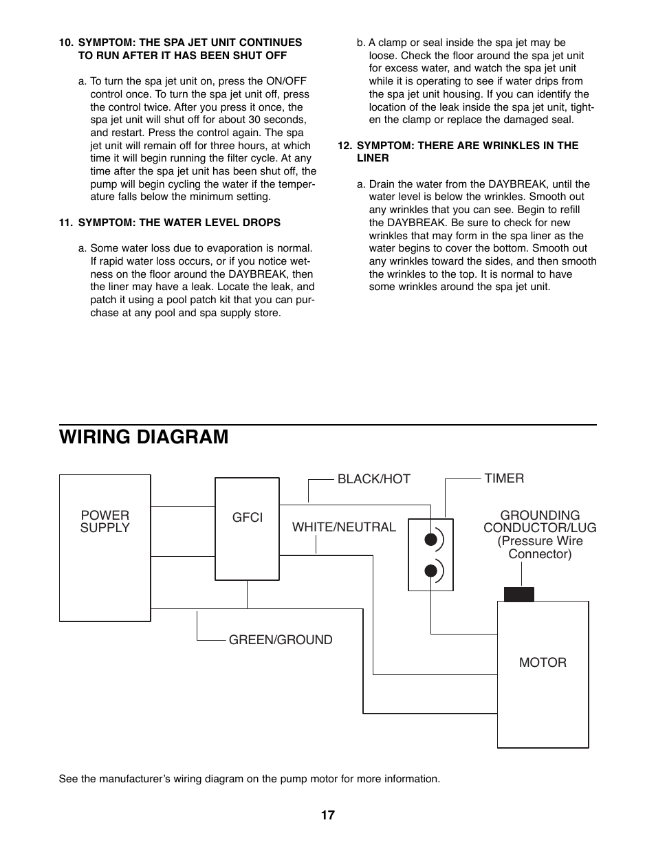 Wiring diagram | Weslo Daybreak SPRW52464 User Manual | Page 17 / 20