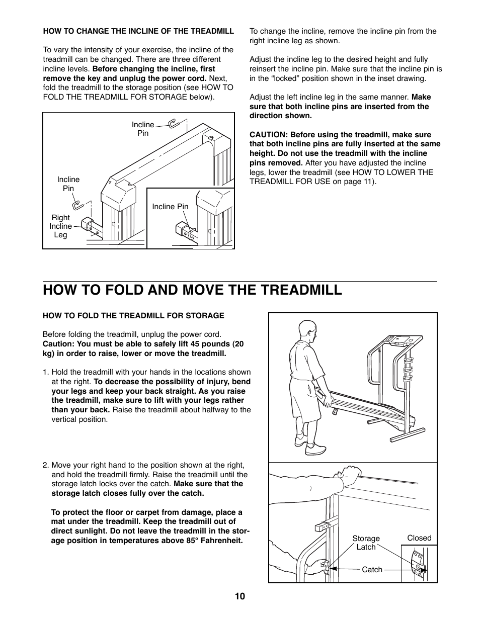 How to fold and move the treadmill | Weslo WLTL41582 User Manual | Page 10 / 18