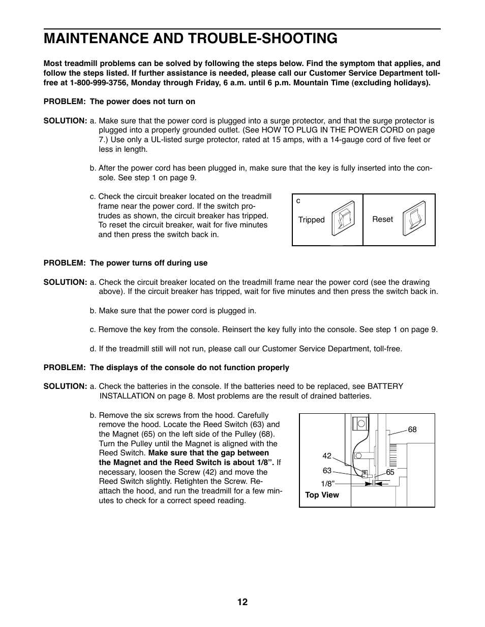 Maintenance and trouble-shooting | Weslo WLTL41582 User Manual | Page 12 / 18