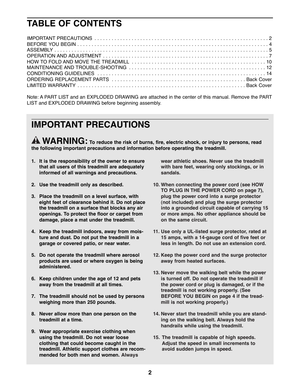 Weslo WLTL41582 User Manual | Page 2 / 18
