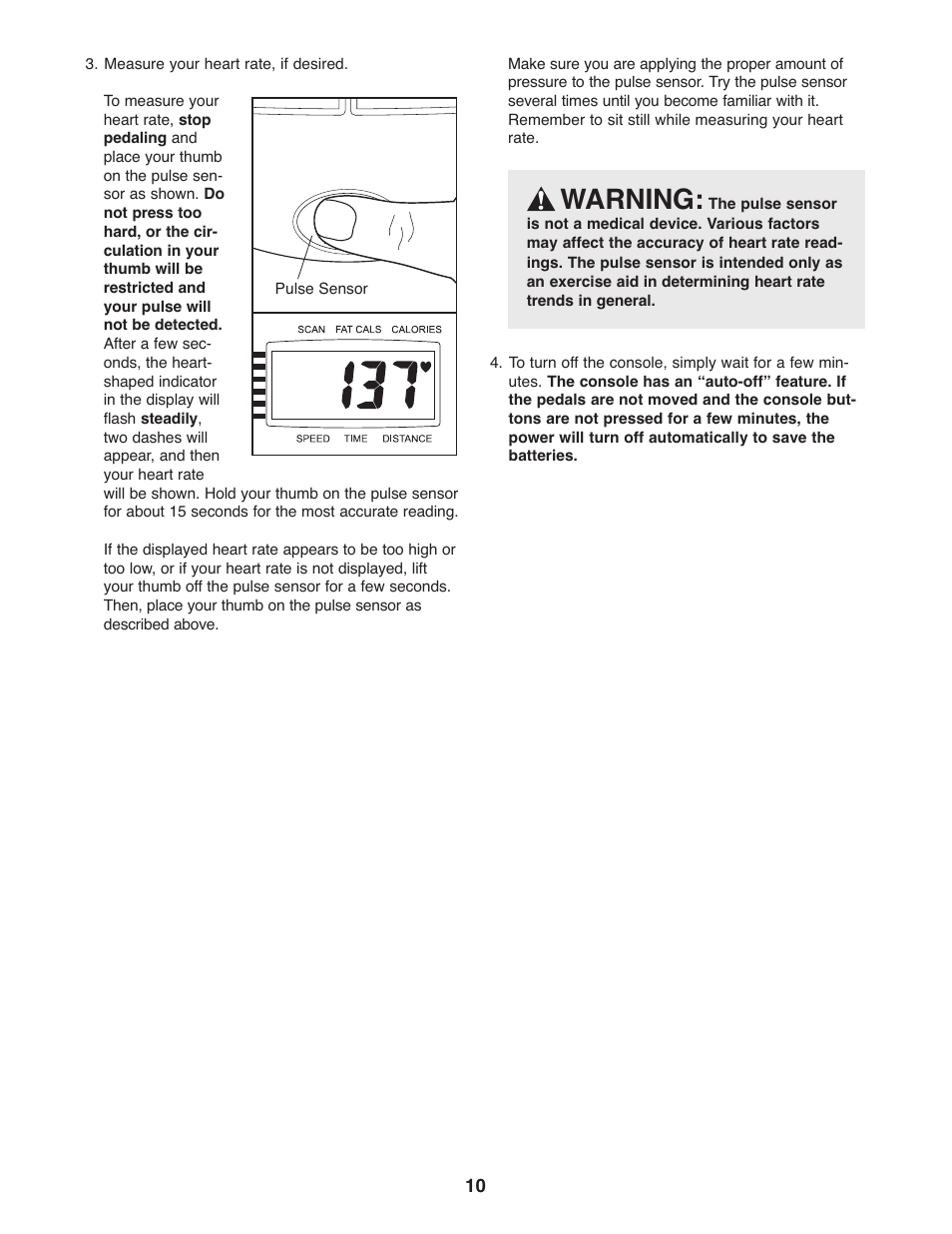 Warning | Weslo MOMENTUM 730 ELLIPTICAL EXERCISER 831.28540.0 User Manual | Page 10 / 16