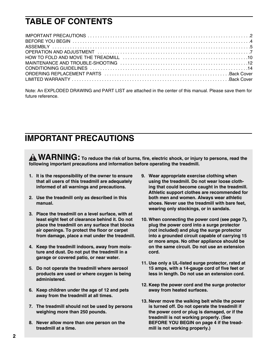 Weslo WLTL33090 User Manual | Page 2 / 18