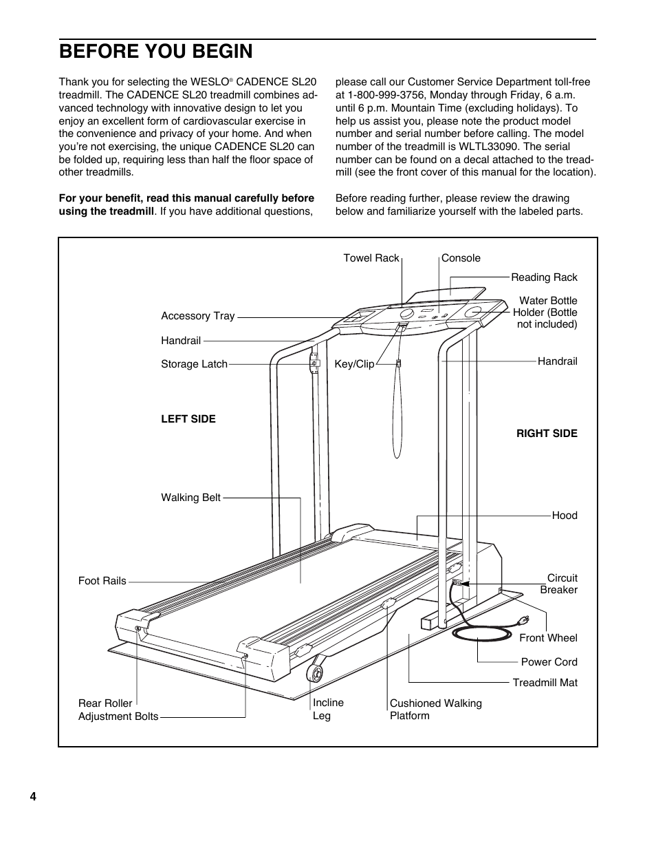 Before you begin | Weslo WLTL33090 User Manual | Page 4 / 18