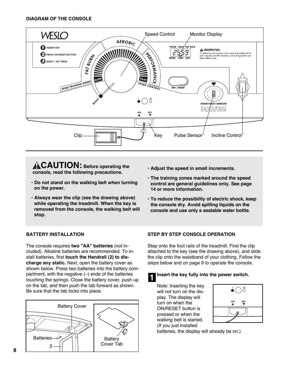 Caution | Weslo WLTL33090 User Manual | Page 8 / 18