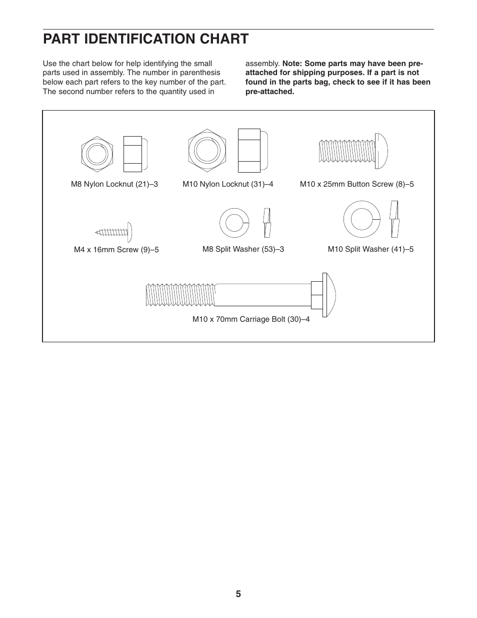 Part identification chart | Weslo 795I User Manual | Page 5 / 16