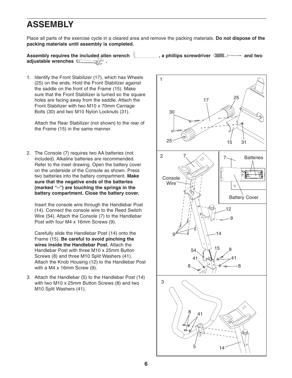 Assembly | Weslo 795I User Manual | Page 6 / 16