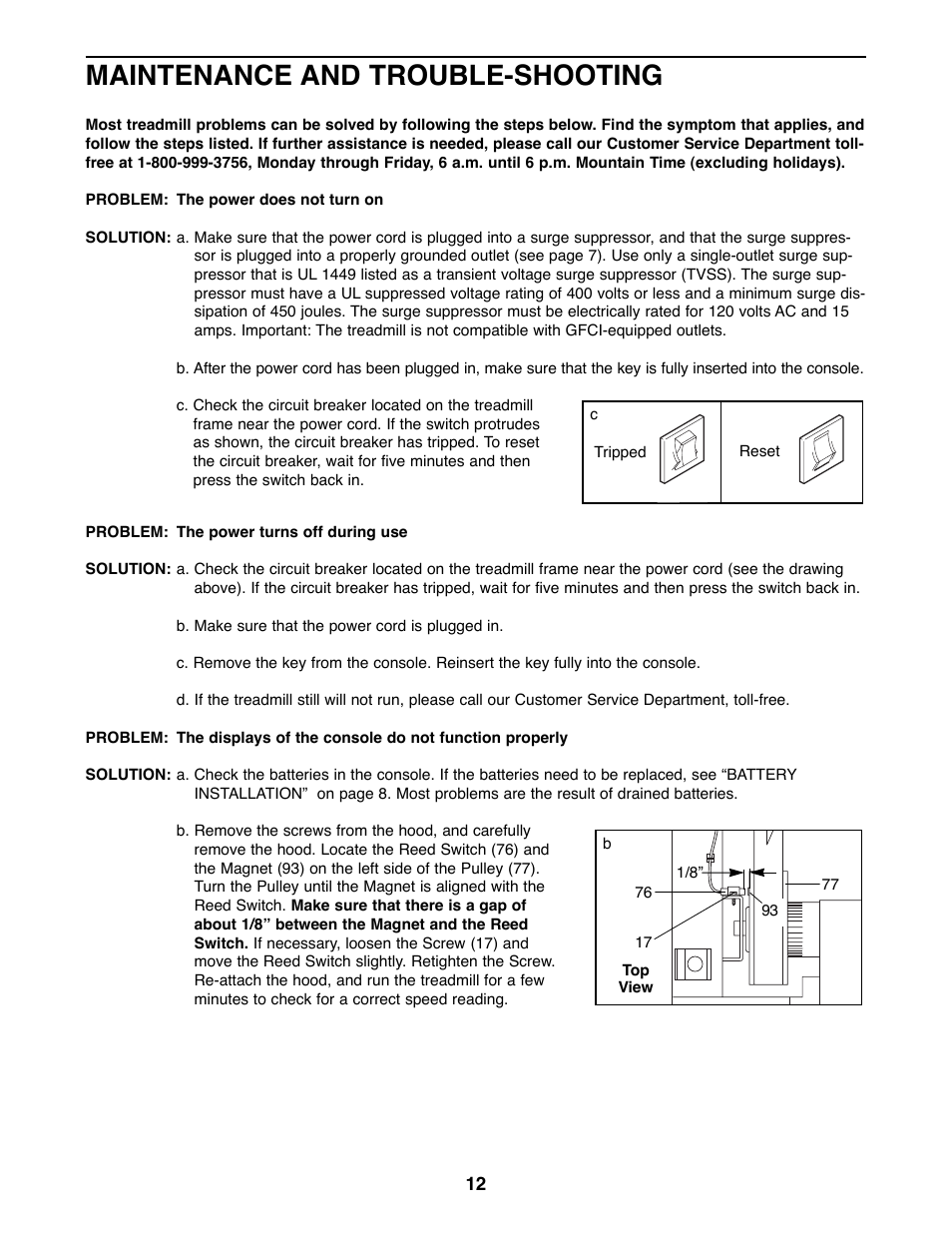 Maintenance and trouble-shooting | Weslo WLTL29200 User Manual | Page 12 / 18