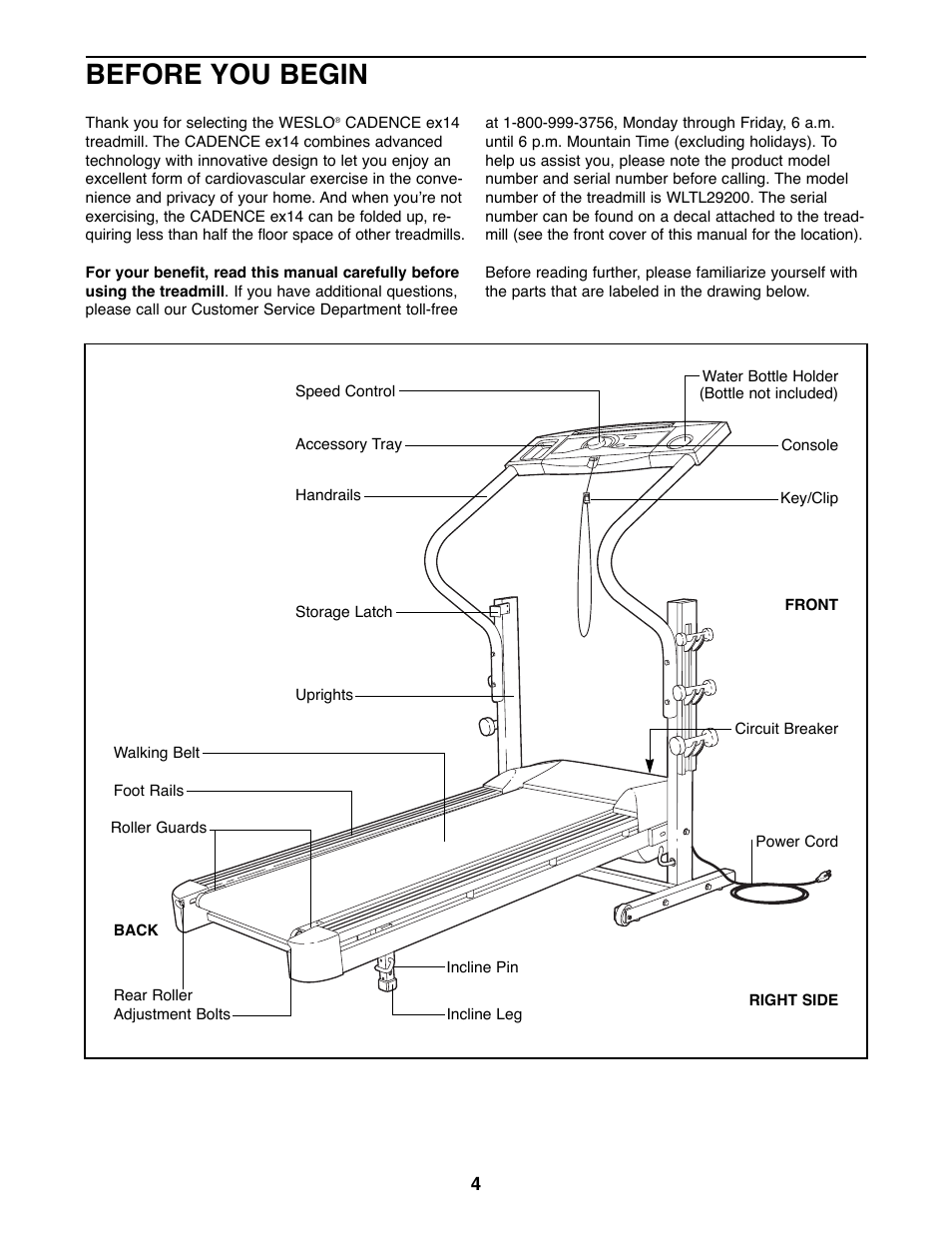 Before you begin | Weslo WLTL29200 User Manual | Page 4 / 18