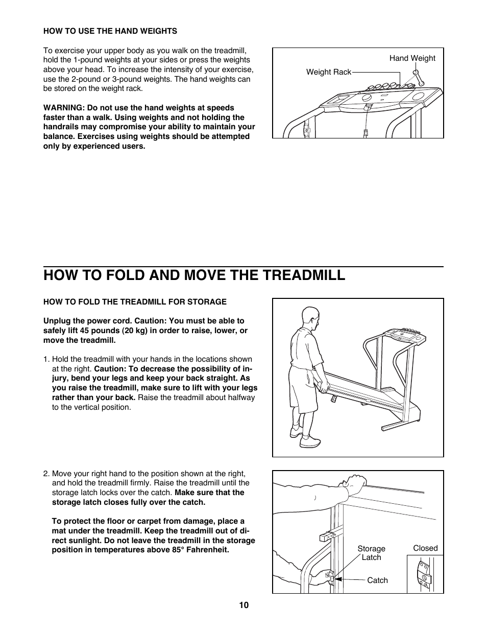 How to fold and move the treadmill | Weslo WLTL22191 User Manual | Page 10 / 18