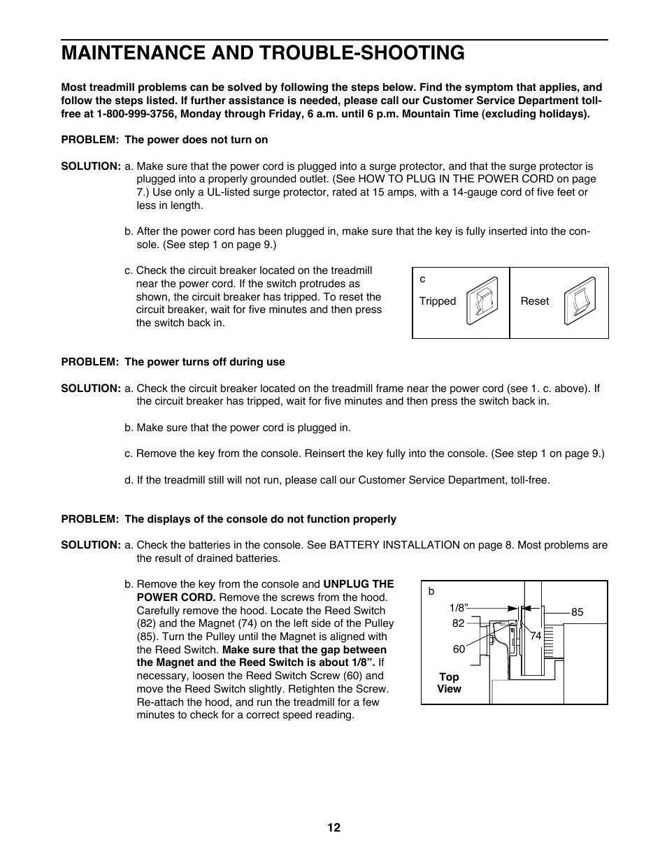 Maintenance and trouble-shooting | Weslo WLTL22191 User Manual | Page 12 / 18