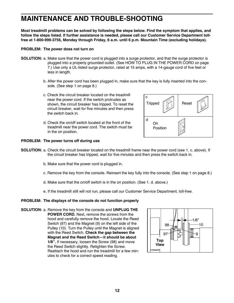 Maintenance and trouble-shooting | Weslo WLTL48590 User Manual | Page 12 / 18
