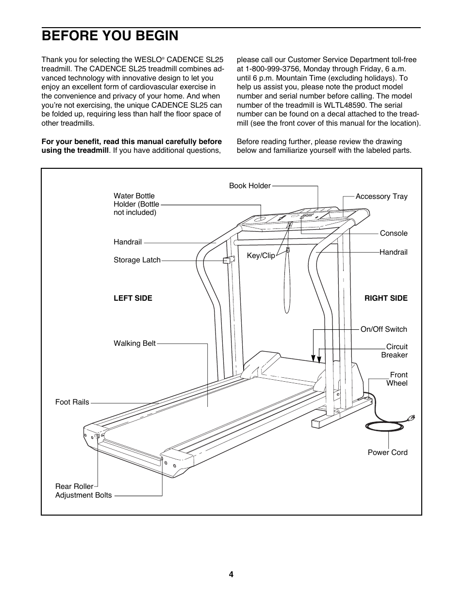 Before you begin | Weslo WLTL48590 User Manual | Page 4 / 18