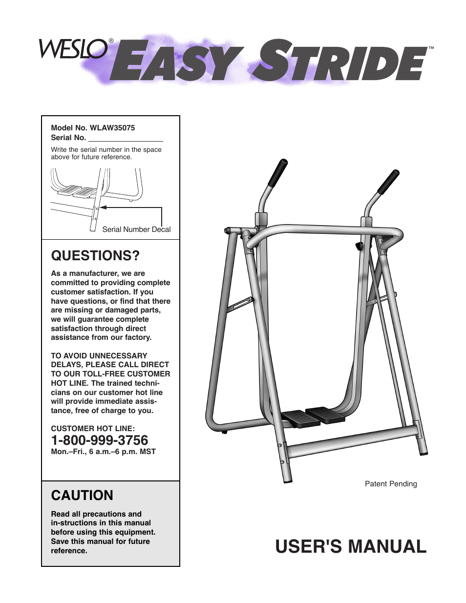 Weslo WLAW35075 User Manual | 12 pages