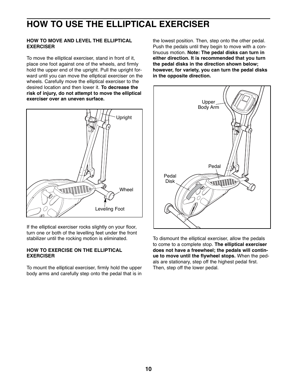 How to use the elliptical exerciser | Weslo Momentum 220X WLEL2006.0 User Manual | Page 10 / 20