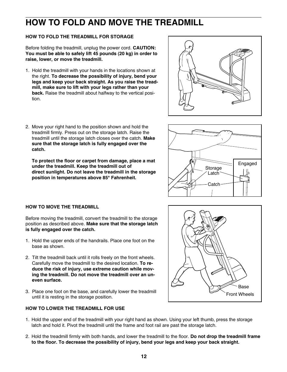 How to fold and move the treadmill | Weslo WLTL35520 User Manual | Page 12 / 19