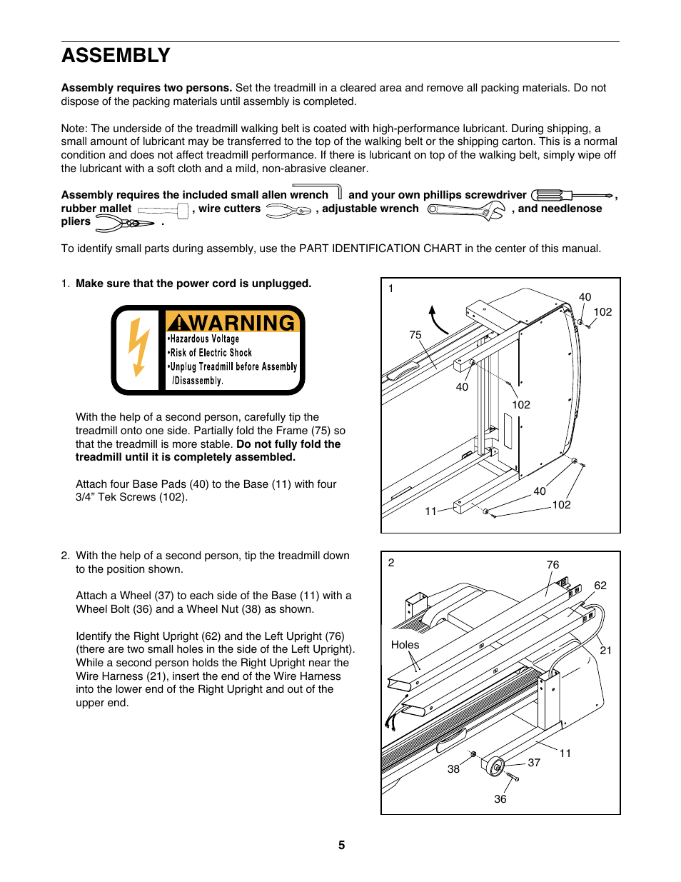 Assembly | Weslo WLTL35520 User Manual | Page 5 / 19