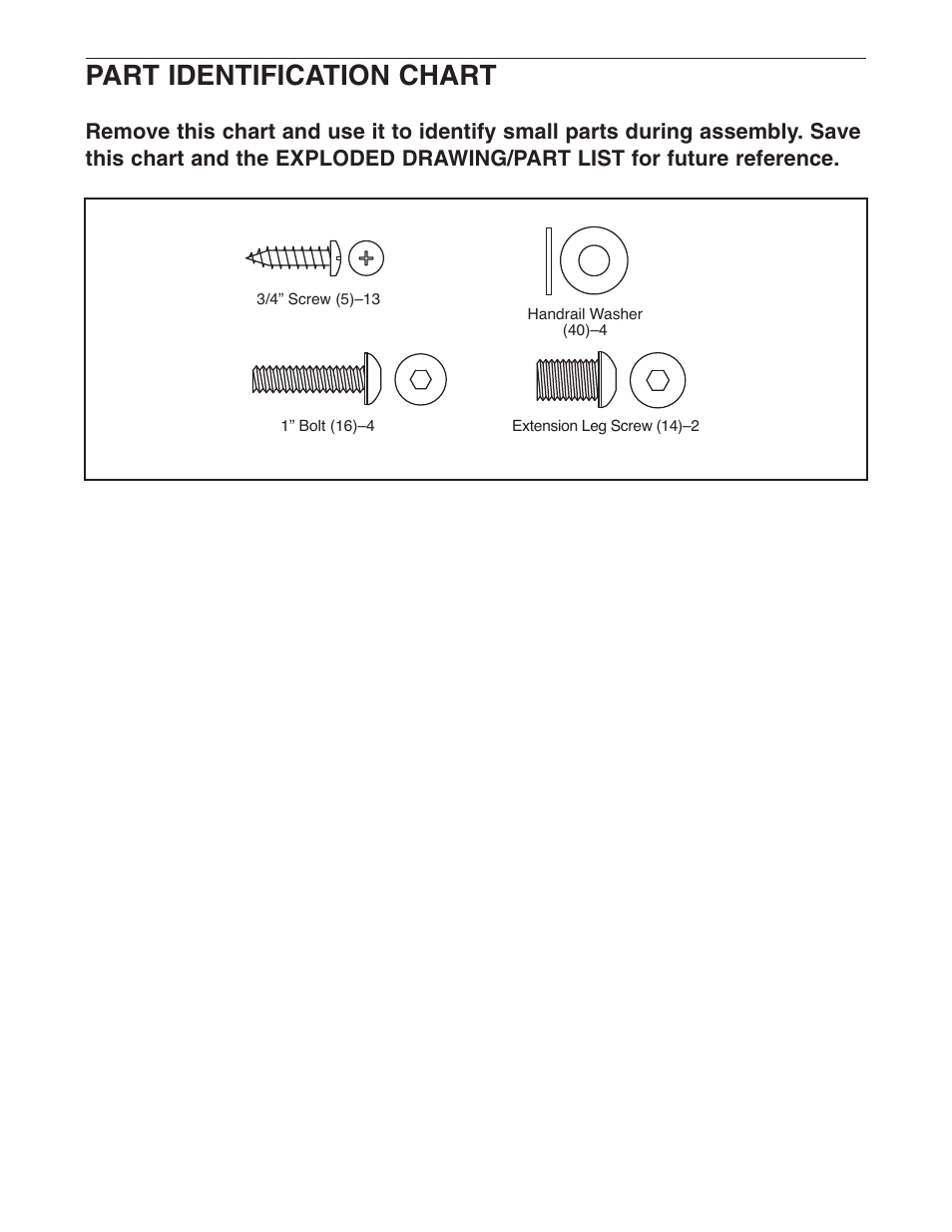 Part identification chart | Weslo Cadence 78s 831.295021 User Manual | Page 16 / 19