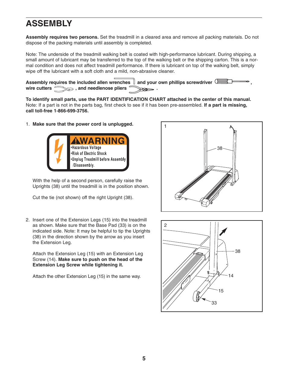 Assembly | Weslo Cadence 78s 831.295021 User Manual | Page 5 / 19