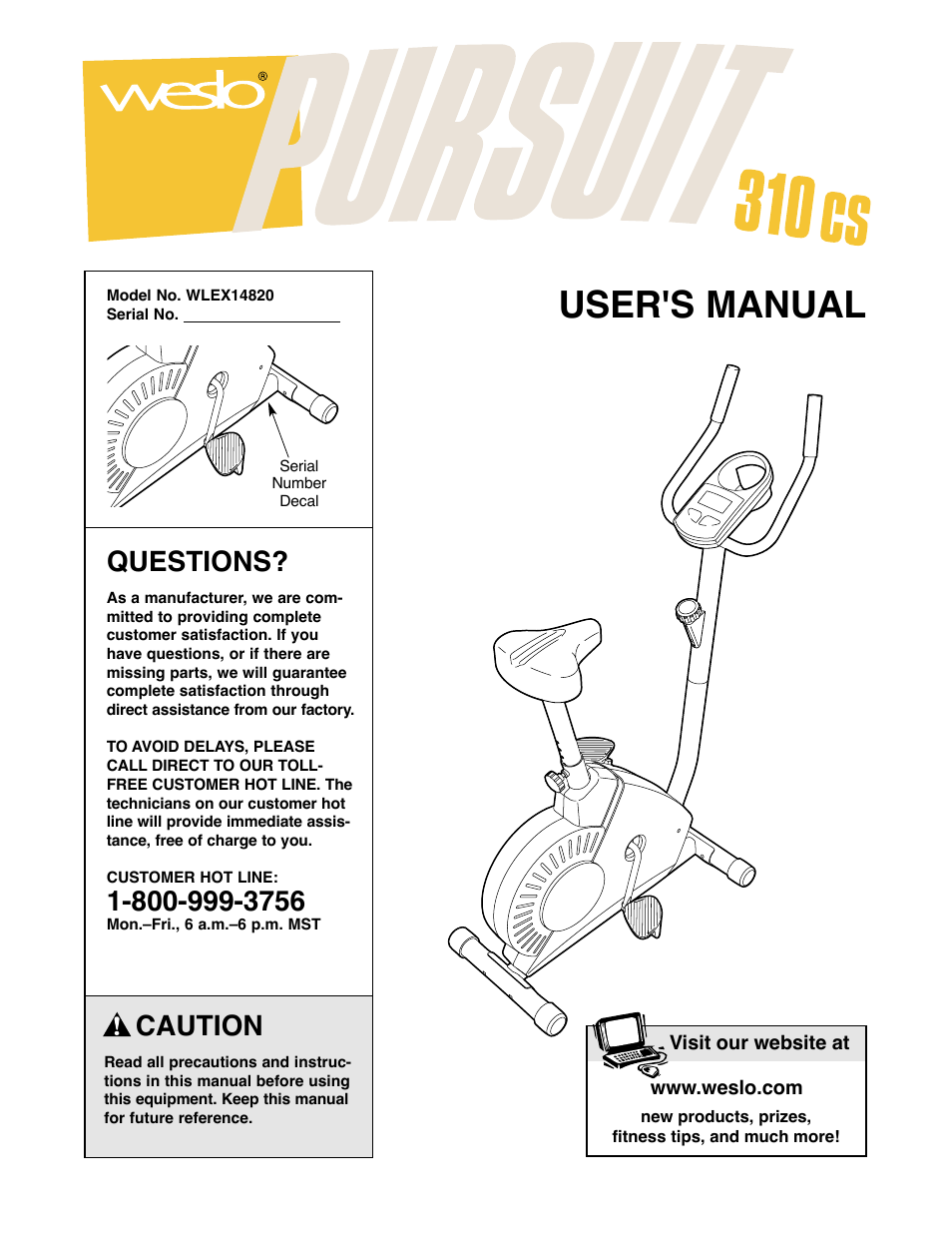 Weslo WLEX14820 User Manual | 16 pages