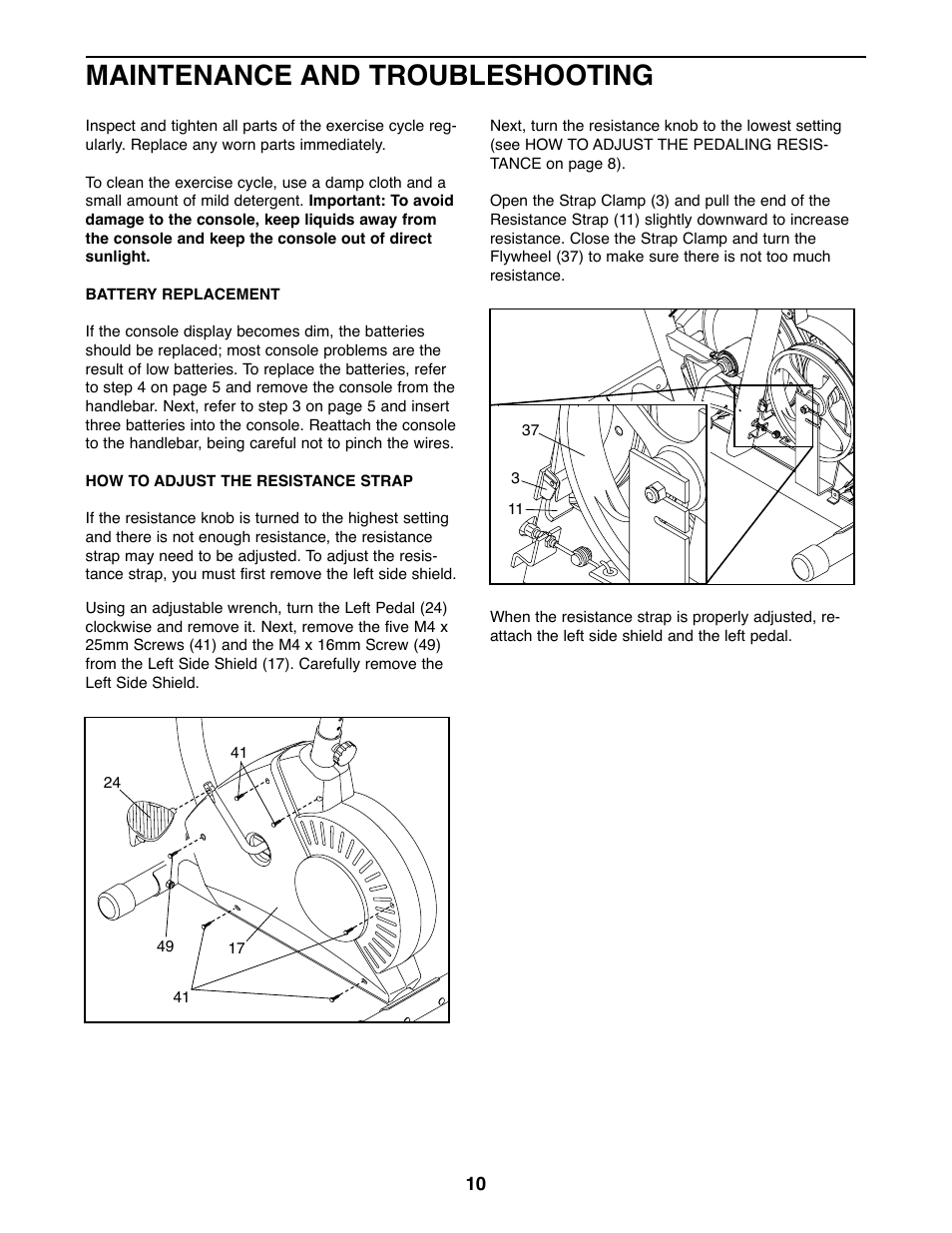 Maintenance and troubleshooting | Weslo WLEX14820 User Manual | Page 10 / 16