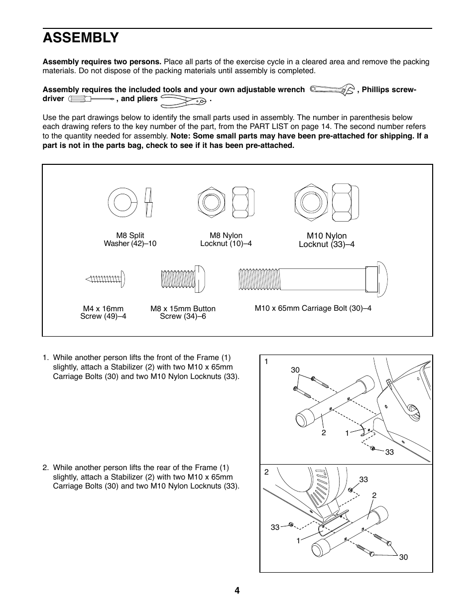 Assembly | Weslo WLEX14820 User Manual | Page 4 / 16