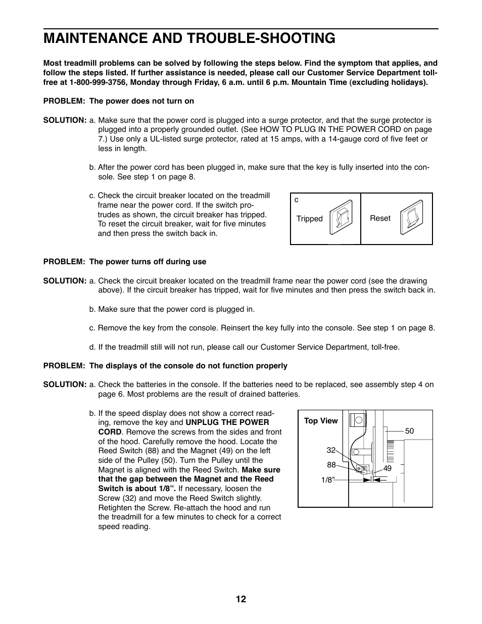 Maintenance and trouble-shooting | Weslo WLTL46090 User Manual | Page 12 / 18