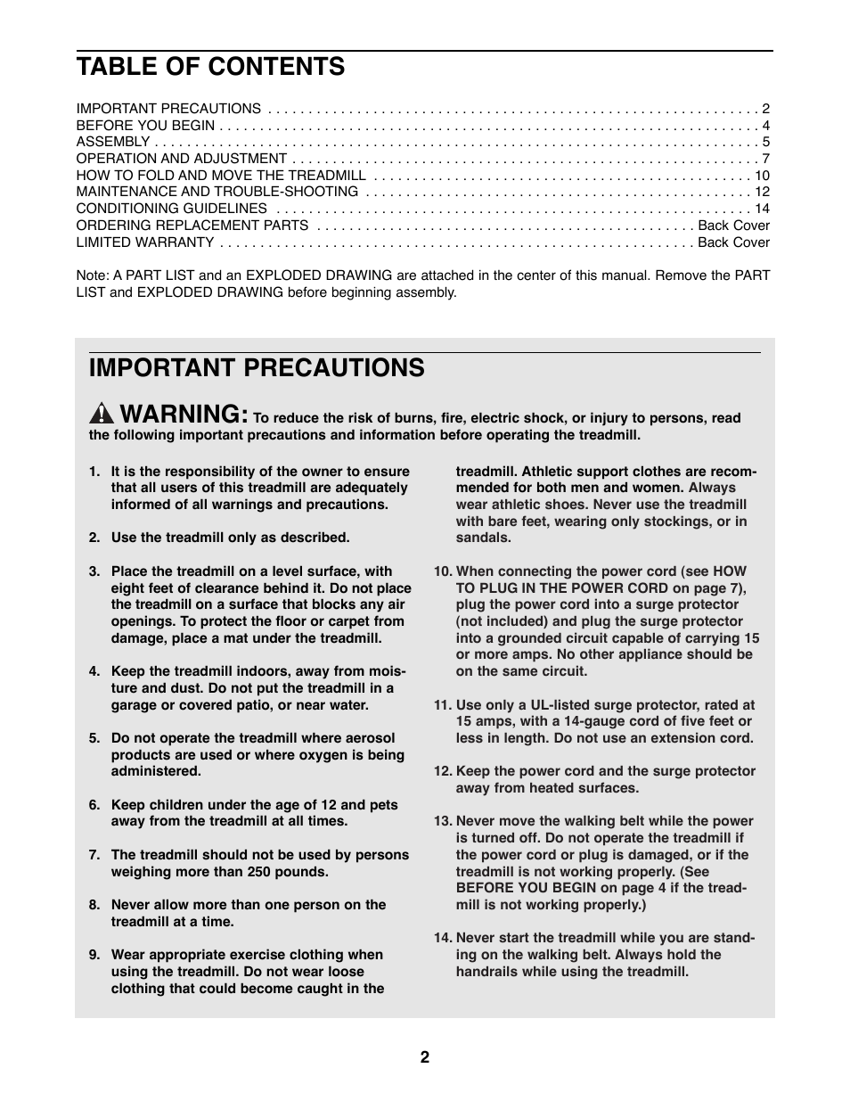Weslo WLTL46090 User Manual | Page 2 / 18