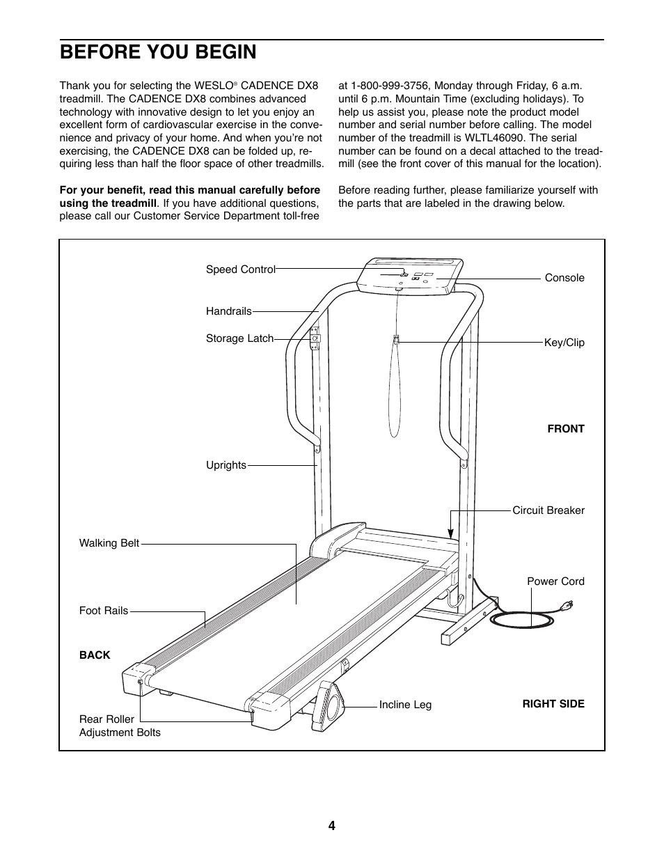 Before you begin | Weslo WLTL46090 User Manual | Page 4 / 18