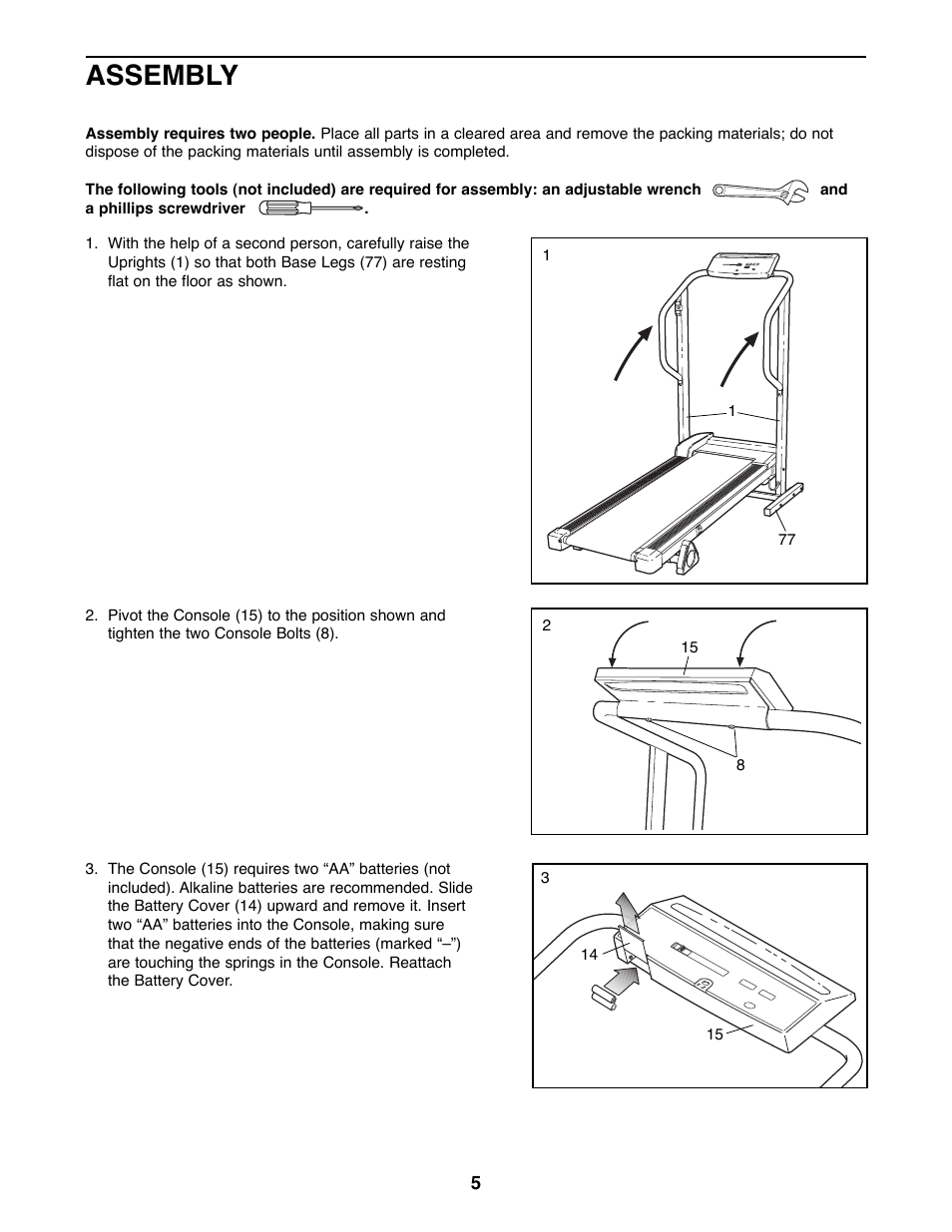 Assembly | Weslo WLTL46090 User Manual | Page 5 / 18