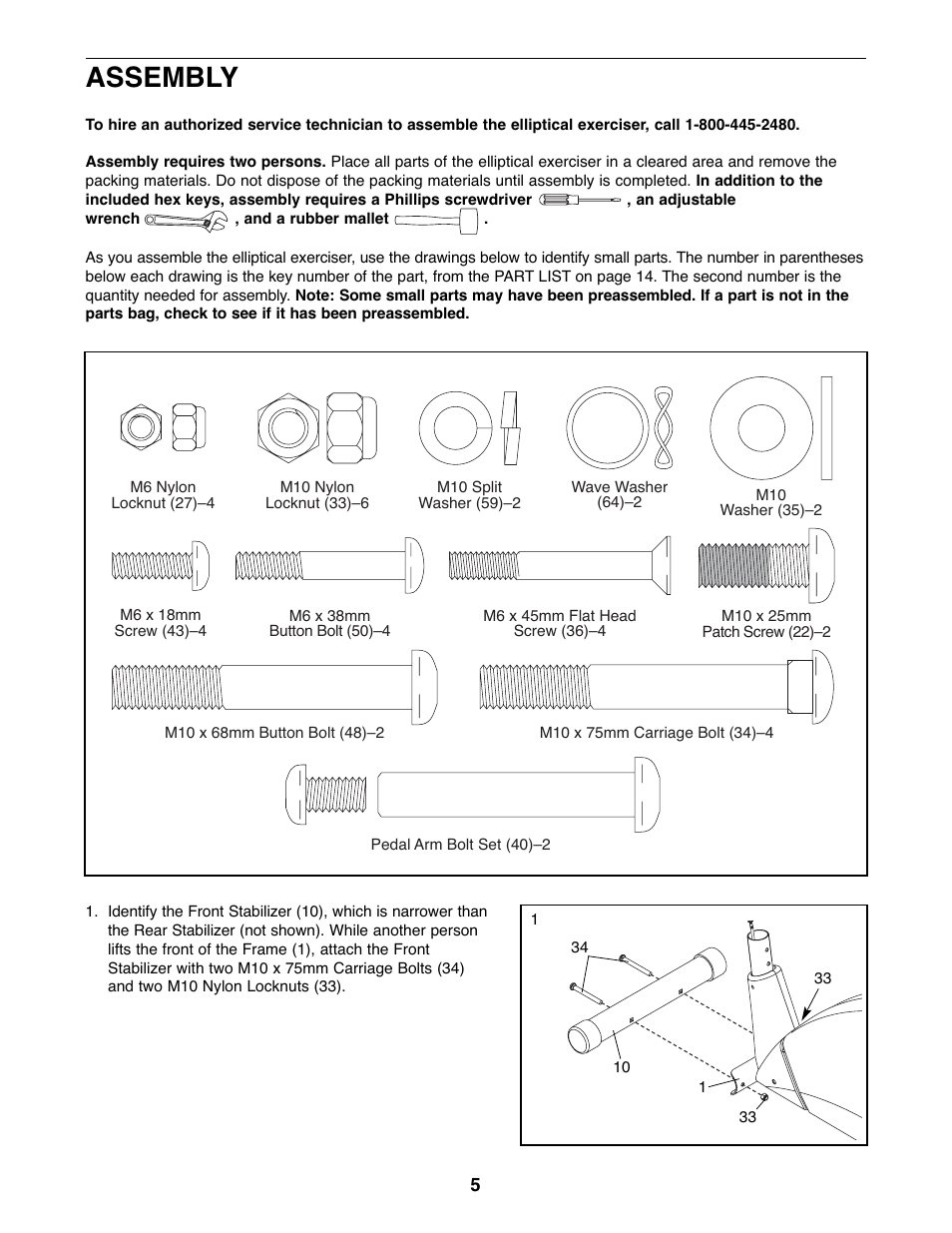 Assembly | Weslo WLEL71807.0 User Manual | Page 5 / 16