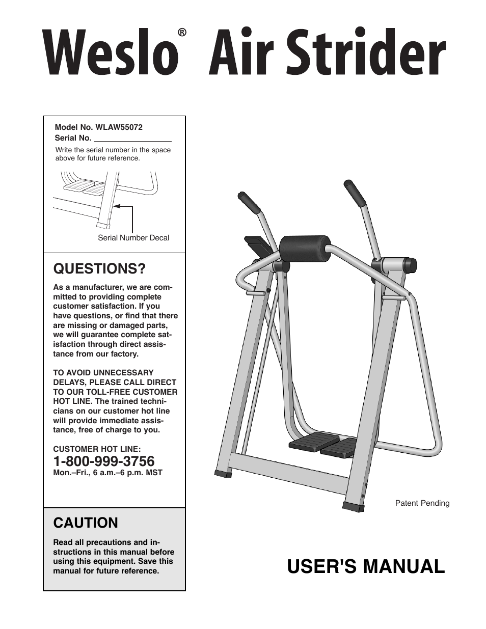 Weslo WLAW55072 User Manual | 16 pages