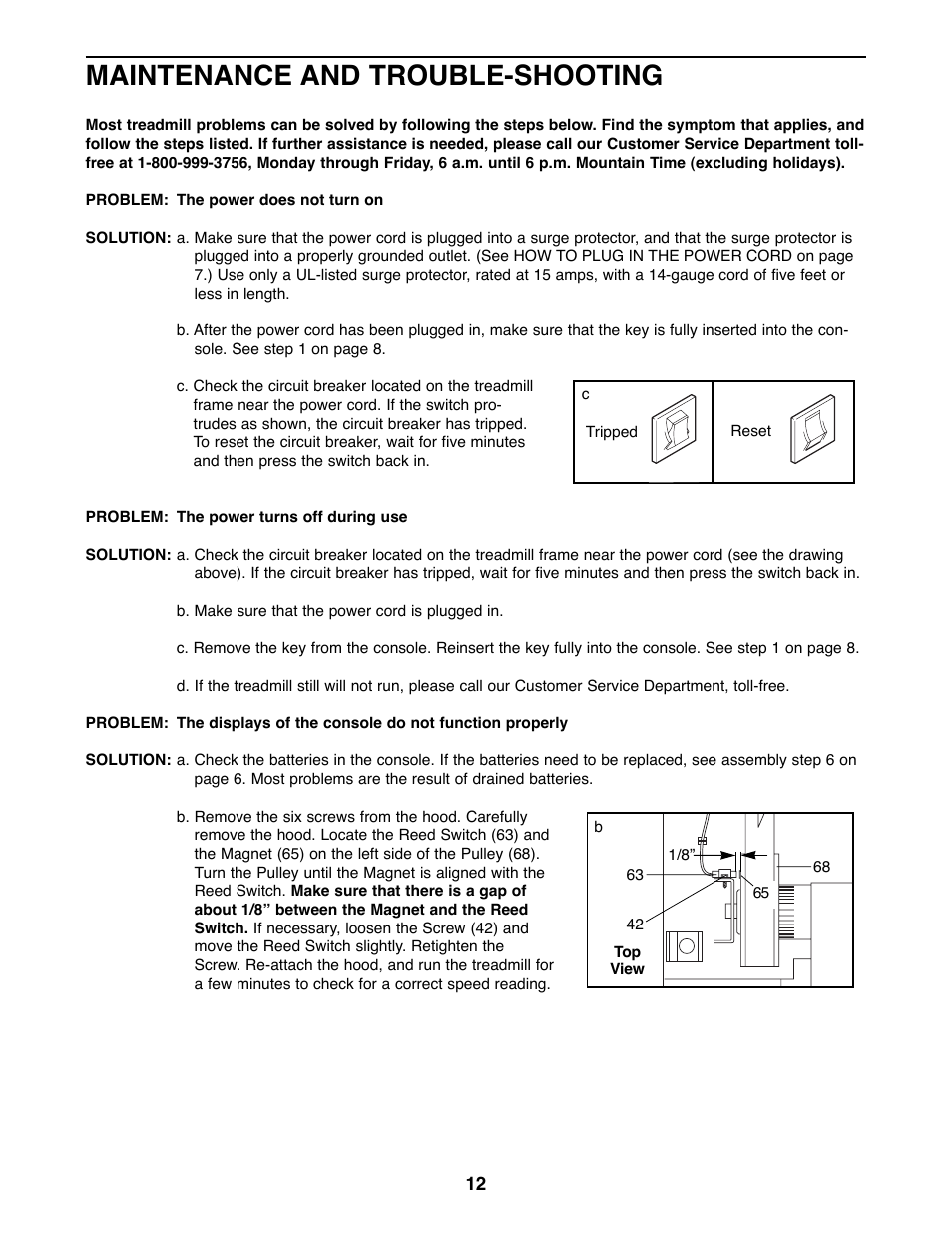 Maintenance and trouble-shooting | Weslo WLTL54081 User Manual | Page 12 / 18