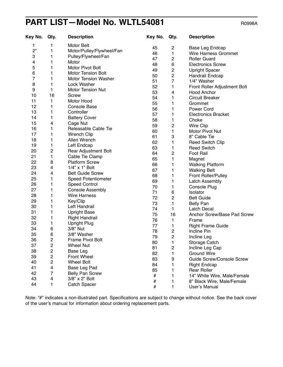 Weslo WLTL54081 User Manual | Page 16 / 18