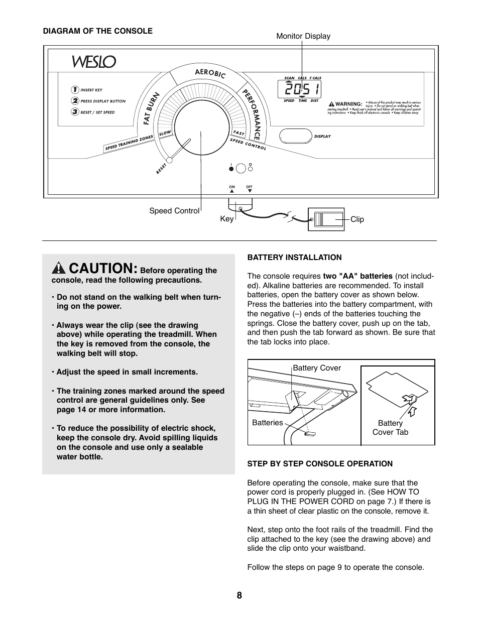 Caution | Weslo WLTL54081 User Manual | Page 8 / 18