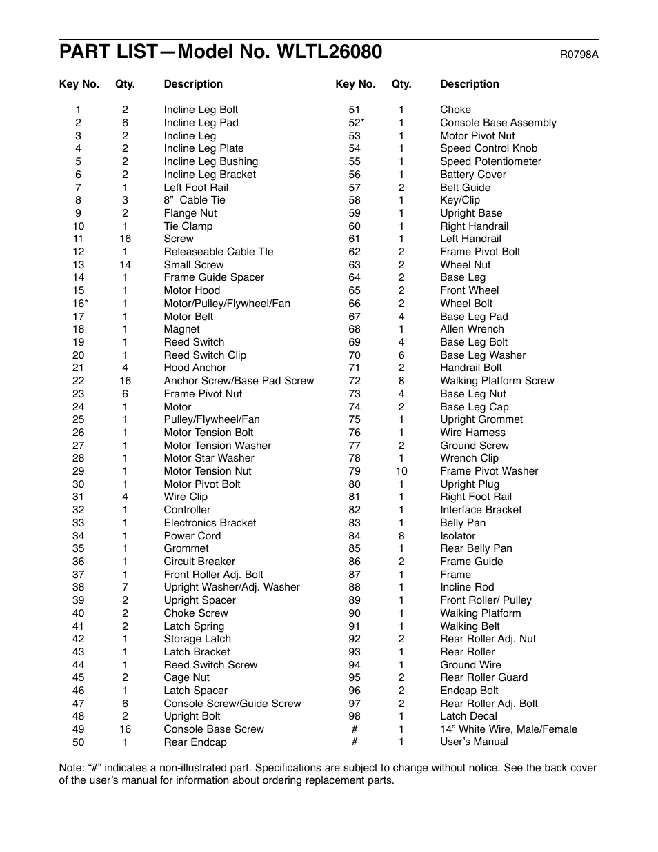 Weslo WLTL26080 User Manual | Page 16 / 18