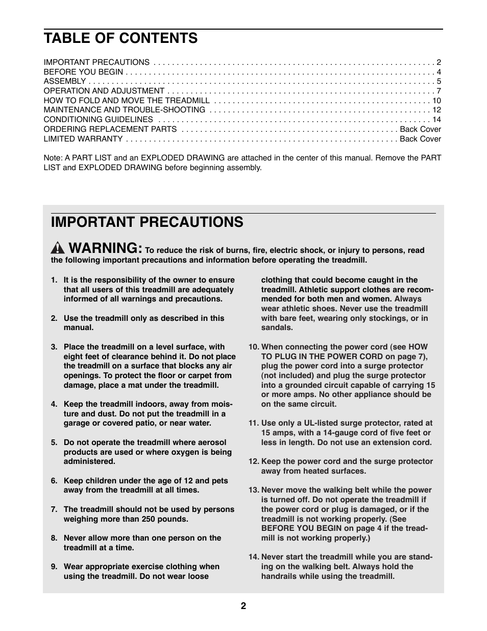 Weslo WLTL26080 User Manual | Page 2 / 18